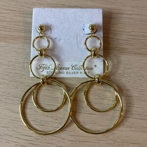 Fifth Avenue Gold Circle Drop Earrings